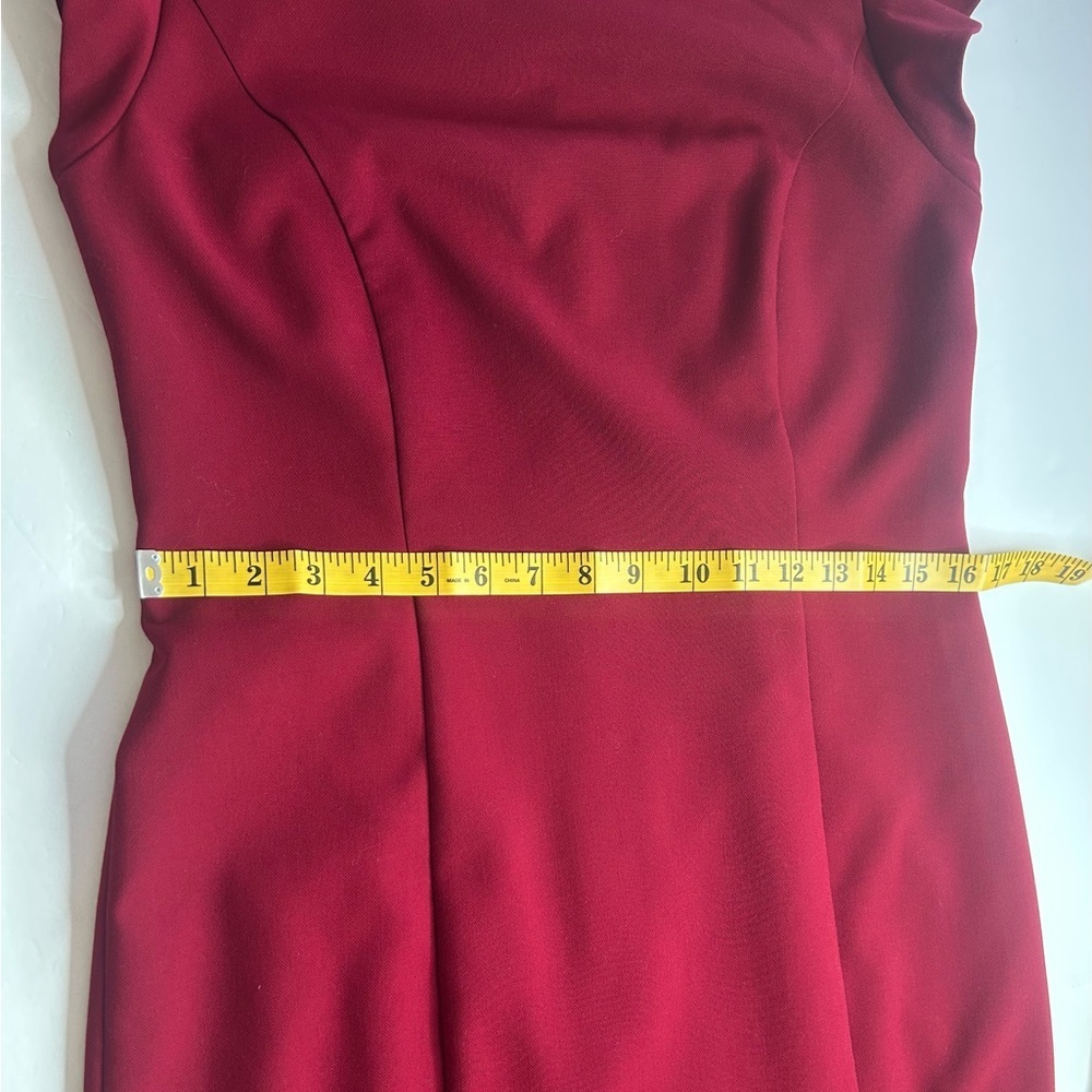 Talbots Burgundy Red Sheath Midi Dress with Ruffle Cap Sleeves Sz 6 EUC Feminine - Picture 9 of 10